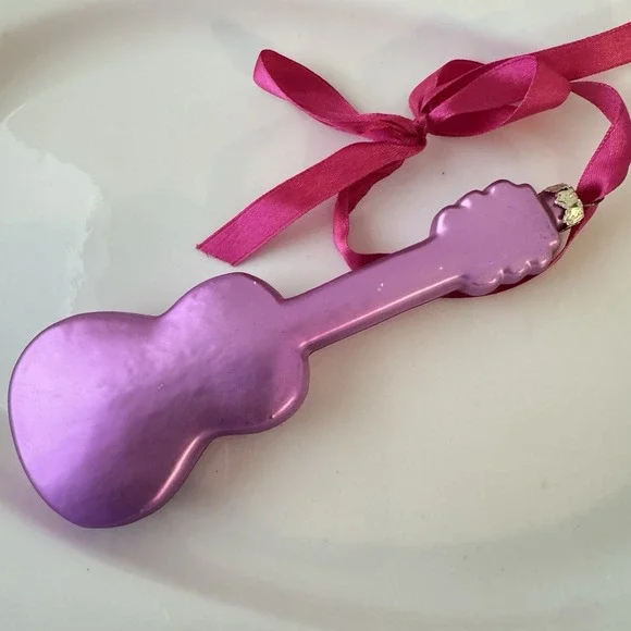 Hannah Montana Blown Glass Christmas Ornament Purple Guitar Glitter Disney - Picture 5 of 7